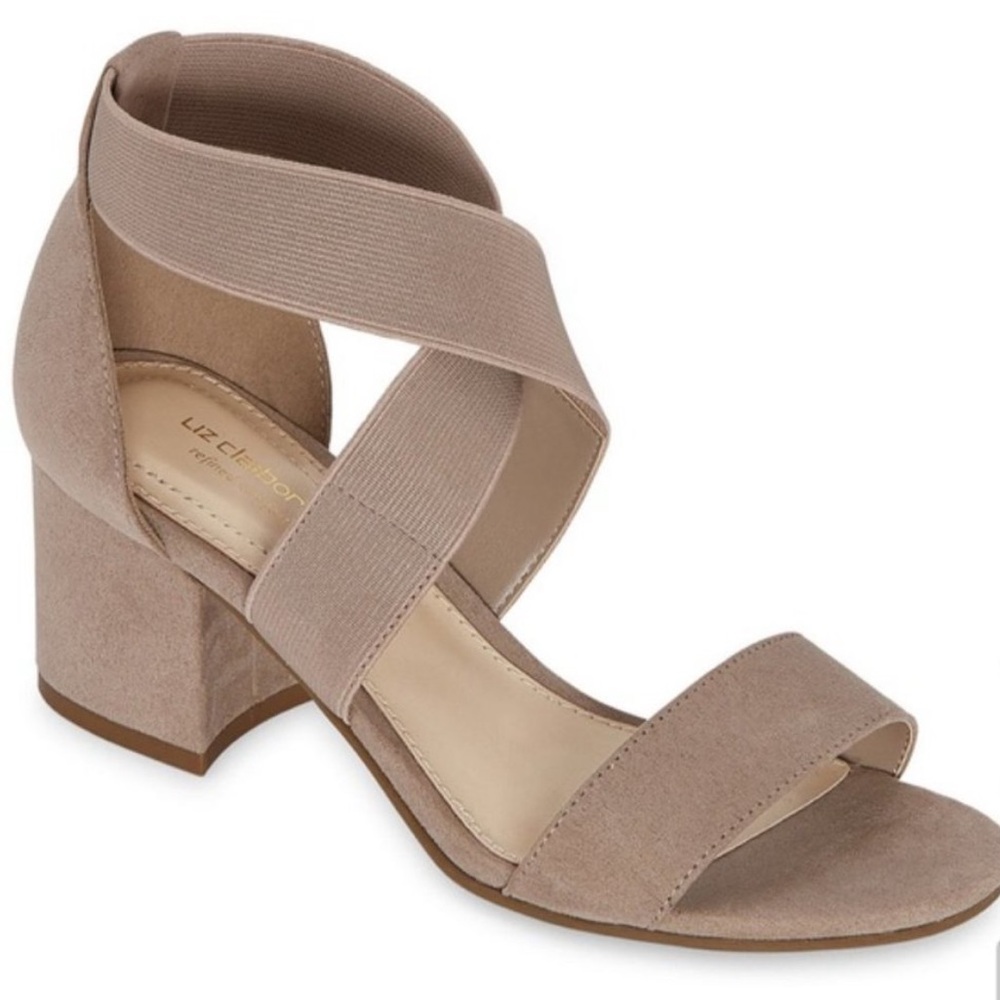 Liz Claiborne Women’s Eaves Suede Round Toe Dress Sandals Tan Taupe Size 8